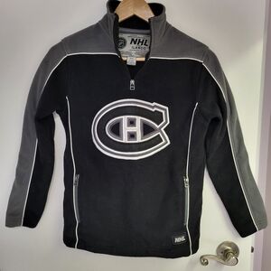 NHL Black and Gray Zip-Up Boy's Fleece Sweater Montreal Canadiens